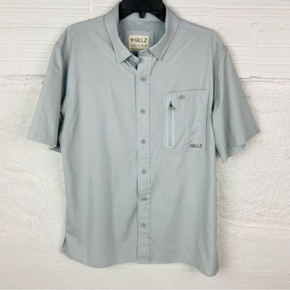 GILLZ gray short sleeve breathable vented button up fishing outdoor shirts SZ M